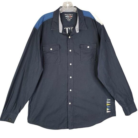 Nautica Shirt Men’s Size XL Blue Sailing Club LS Button Down Regatta Vintage - Picture 2 of 12